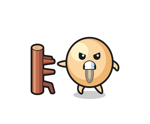 Soy bean cartoon illustration as a karate fighter