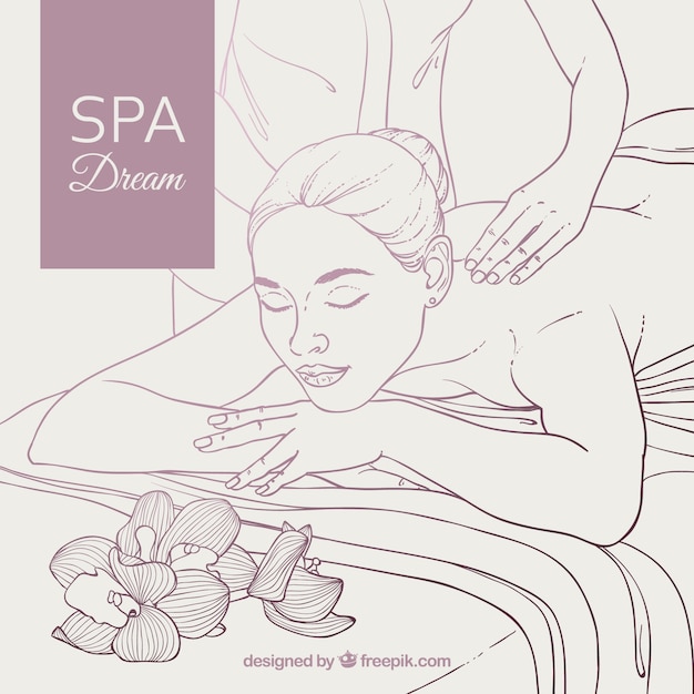 Vector spa background with woman relaxed