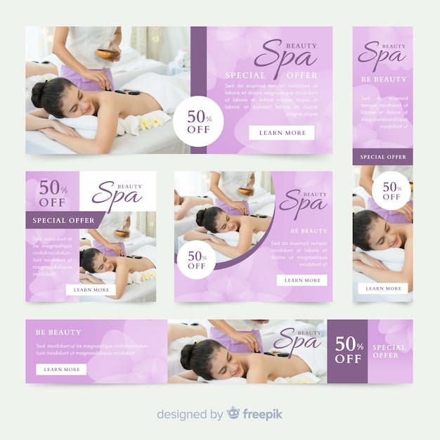 Spa banner collection with photo