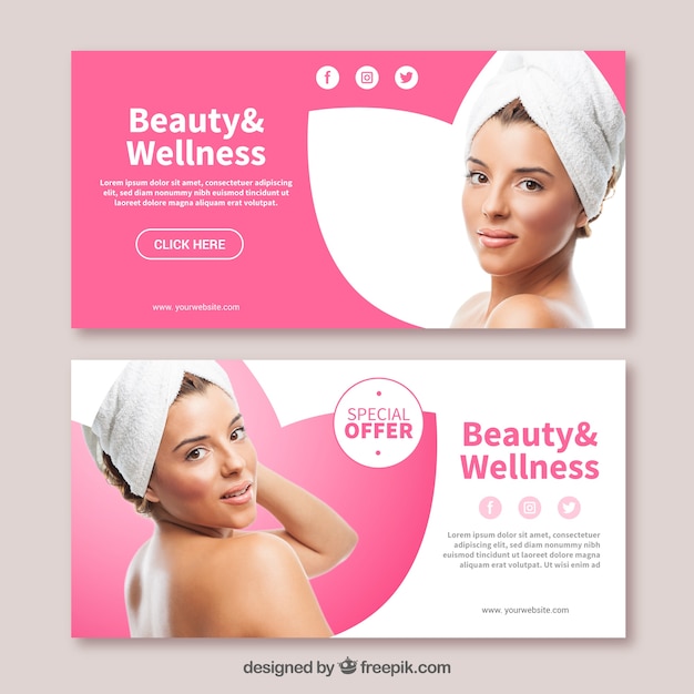 Spa banners collection with different treatments