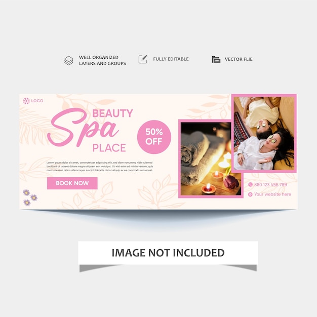 Vector spa and beauty center banners with photo and modern layout