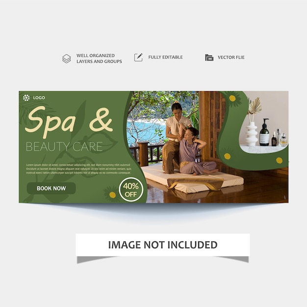 spa and beauty center banners with photo and modern layout