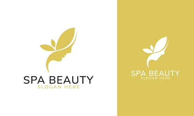 Spa beauty logo with face woman and flower concept