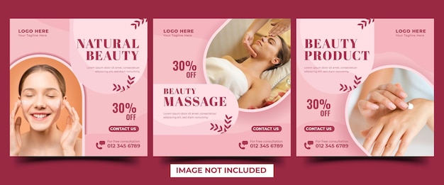 Vector spa and beauty massage social media post template