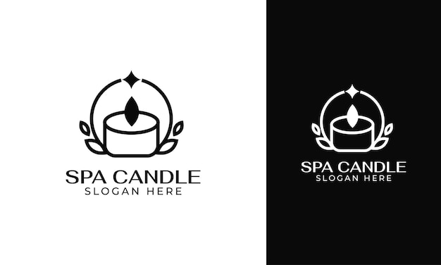 Spa candle logo design with line art style