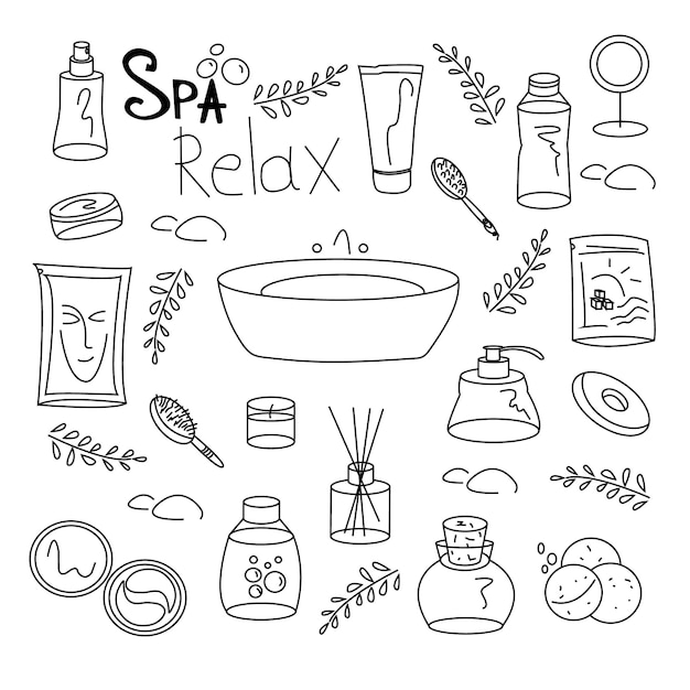 Spa care doodle style vector image