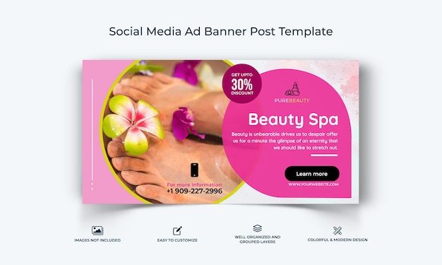 Vector spa salon facebook ad banner template