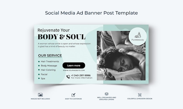 Vector spa salon facebook ad banner template