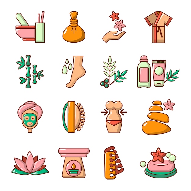 Spa salon icons set