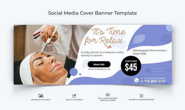 Spa Salon social media facebook cover banner template premium vector