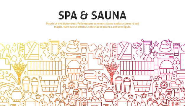 Spa Sauna Concept Vector Illustration of Outline Design