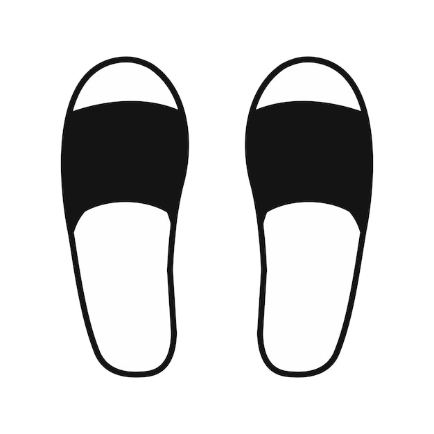 Spa slippers black simple icon isolated on white background