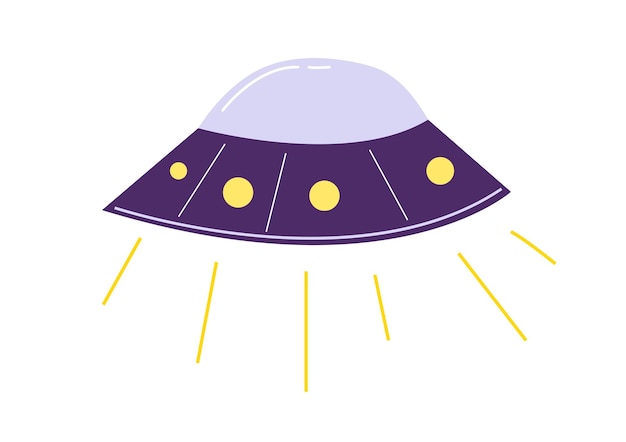 Space alien ship  ufo round plate in a flat style