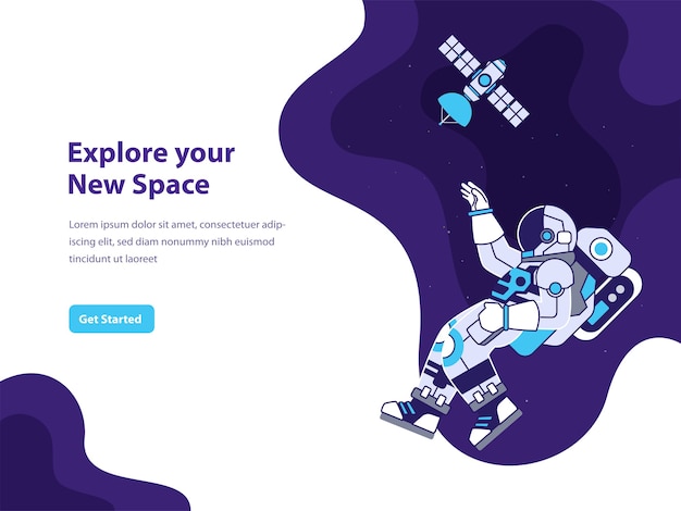 Space and astronaut concept illustration for landing page