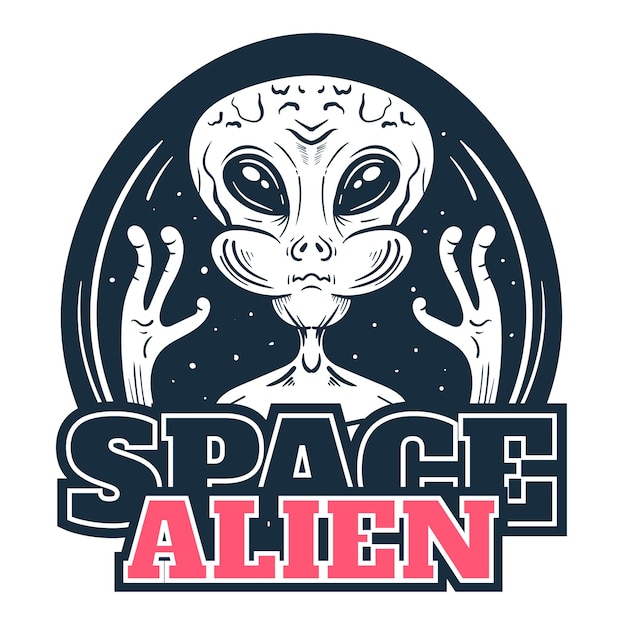 Vector space astronaut spaceman alien ufo logo badge isolated concept