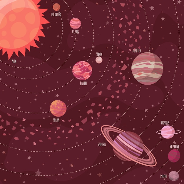 Space background in cartoon style