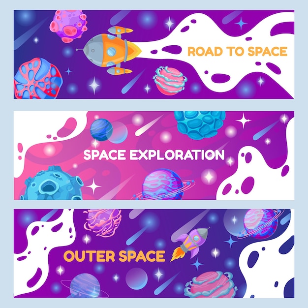 Vector space banners set