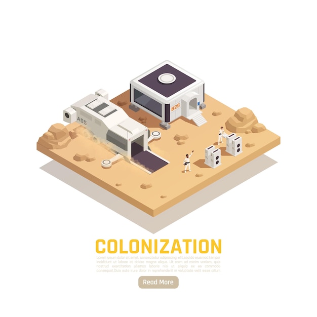 Space colonization terraforming isometric banner