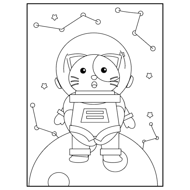 Space Coloring Pages For Kids Premium Vector