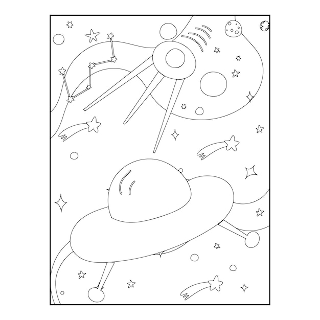 Space coloring pages for kids