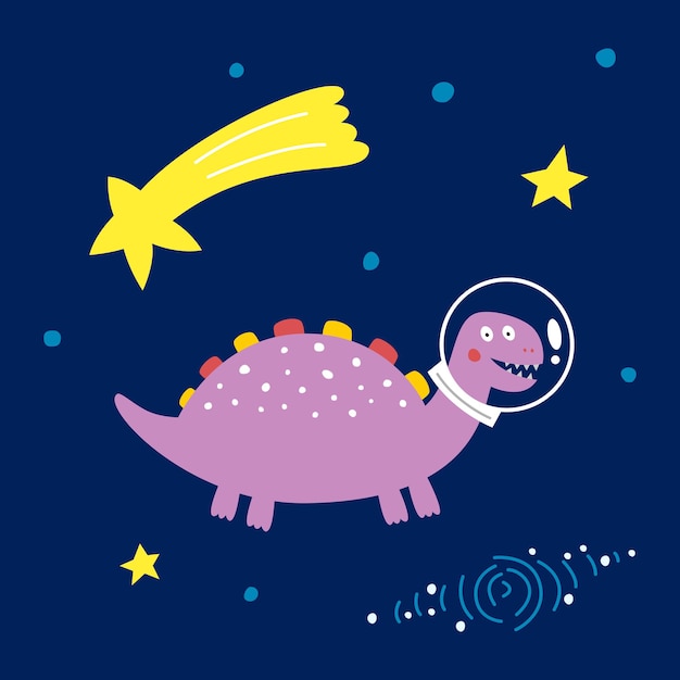 Space dinosaur, vector illustration for children s fashion.