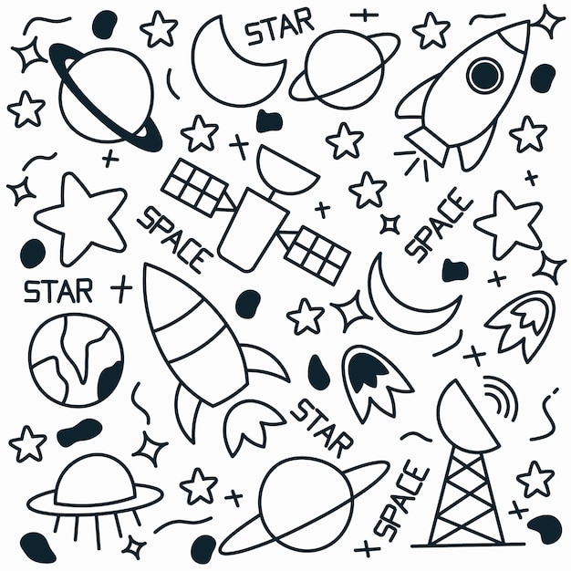 space doodle vector ilustration in hand drawn style