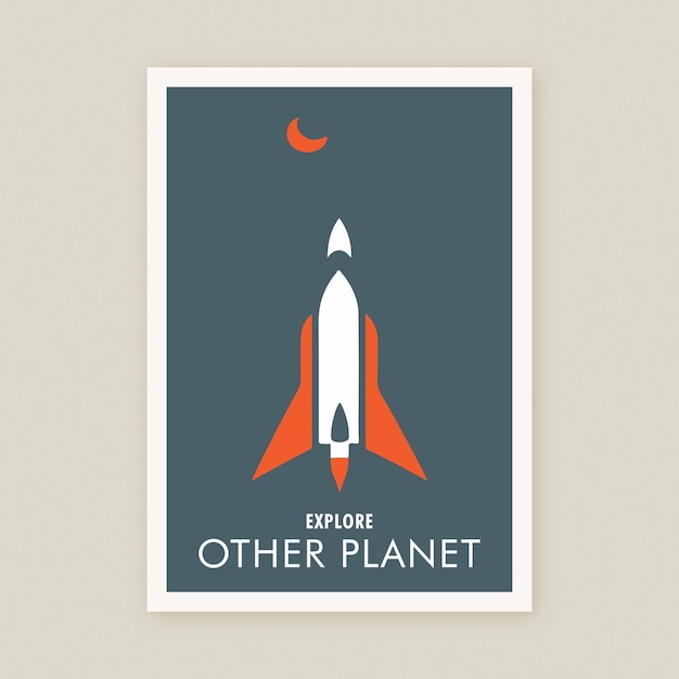 Space Exploration Cosmos Shapeship Rocket Space Art Poster Print