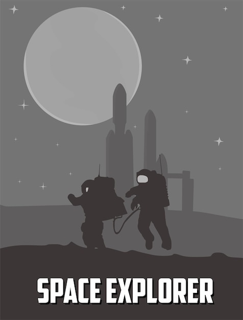 Vector space exploration with astronaut silhouette