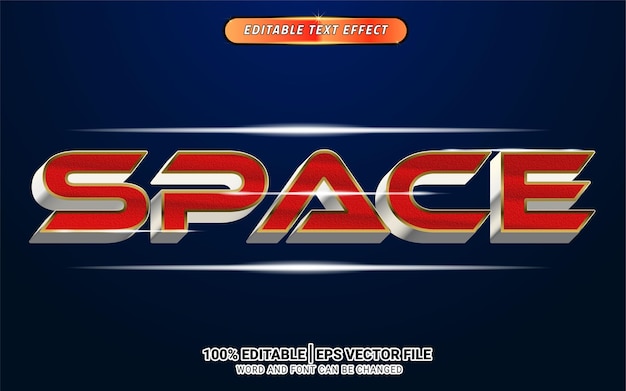 Space galaxy red silver 3d elegant modern text effect template design vector