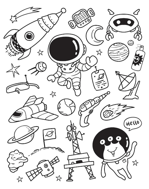 space galazy elements doodle set