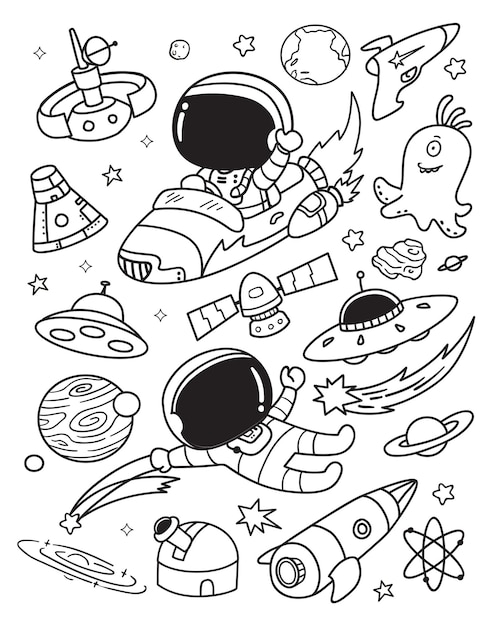 space galazy elements doodle set