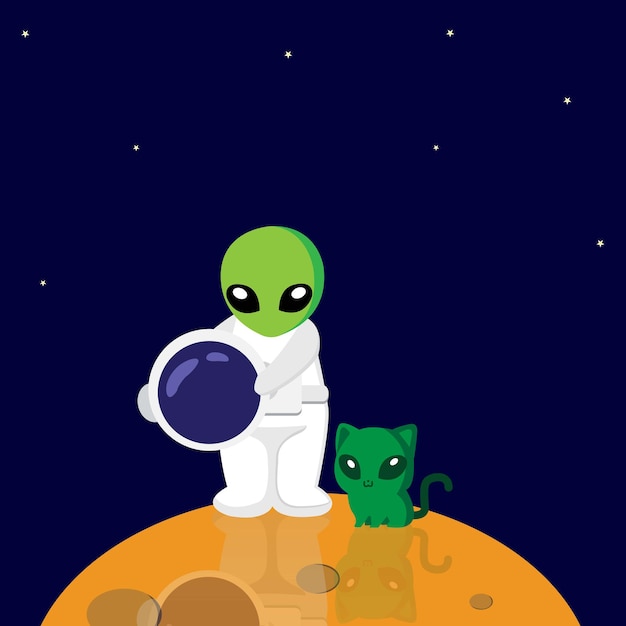 space illustration alien astronaut vector cartoon