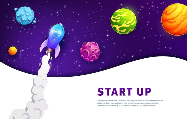 Space landing page business start up spaceship