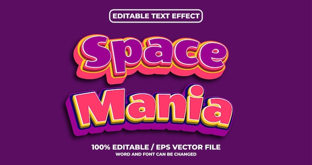 Space mania editable text effect