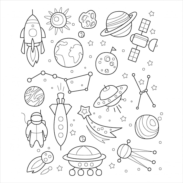 Space Objects in Handdrawn Style.