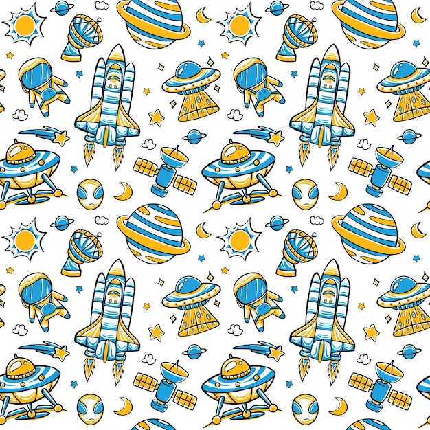 space pattern seamaless in flat design style