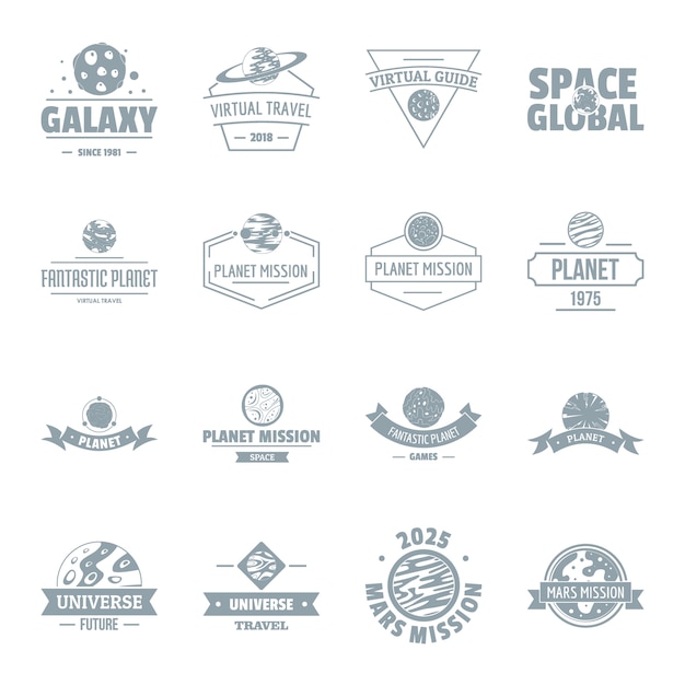 Space planet logo icons set