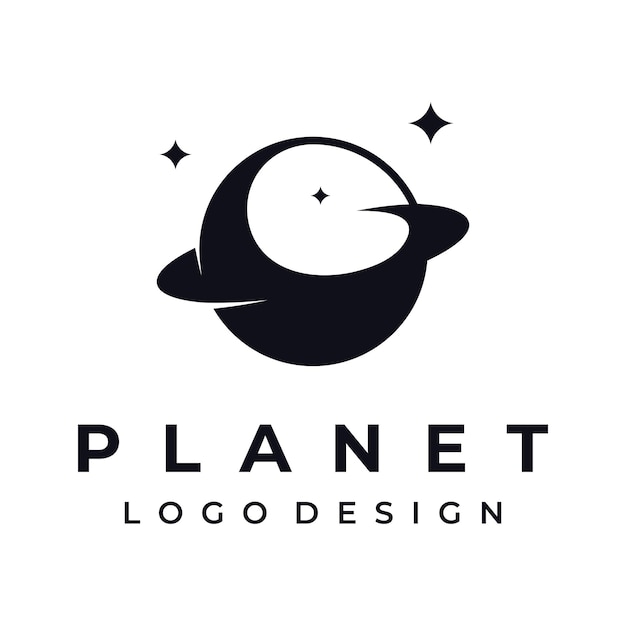 Space planet template logo vector design surrounded by rings or orbits For posters business cards space science