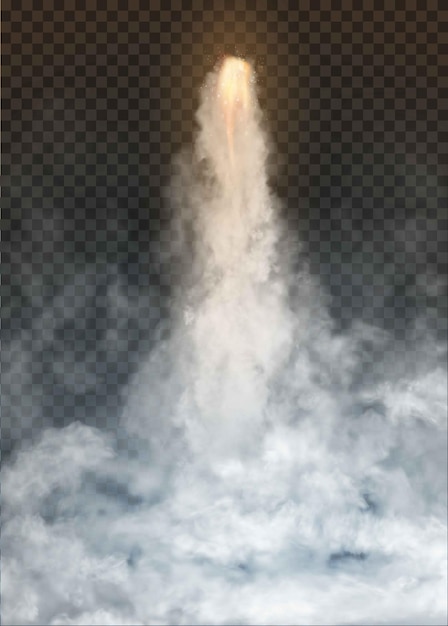 Space rocket bomb Smoke isolated on transparent background.