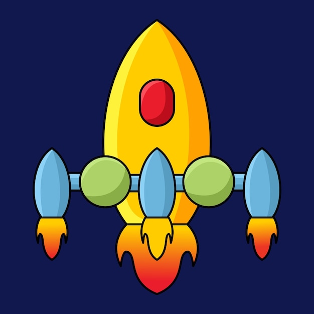 Space rocket cartoon kobject illustration