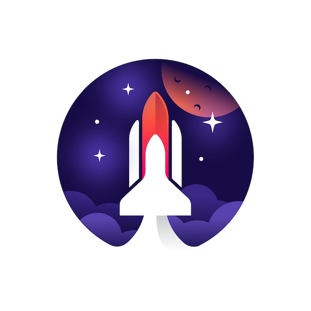 Space rocket launch design illustration