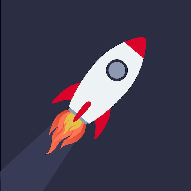 Space rocket launch Rocket space ship take off Concept of business product on a market Vector