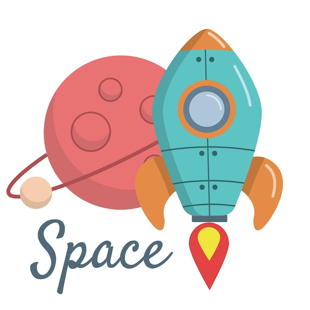 Space rocket Line vector illustration