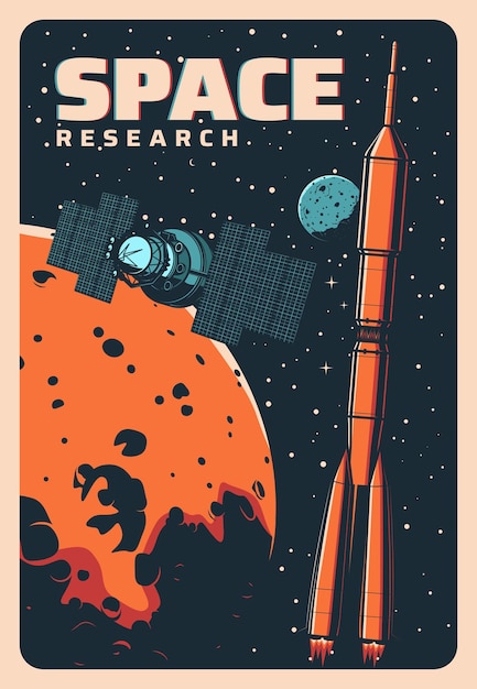 Space rocket and satellite, Mars colonization