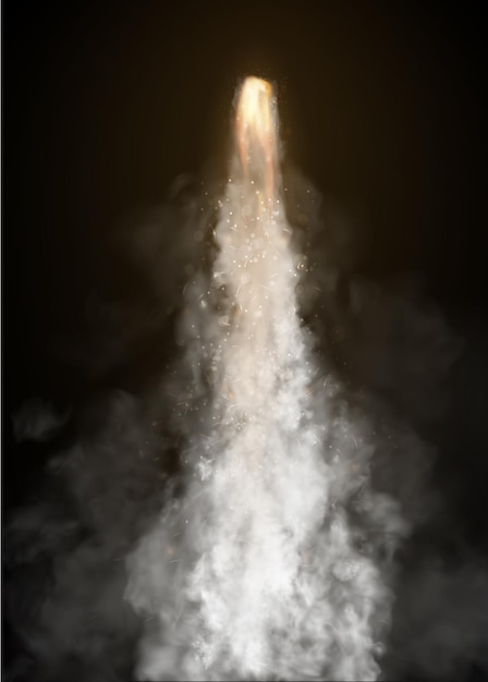 Space rocket started isolated on black background