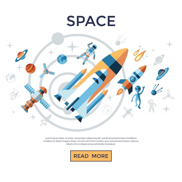 Space and rockets astronomy icon set