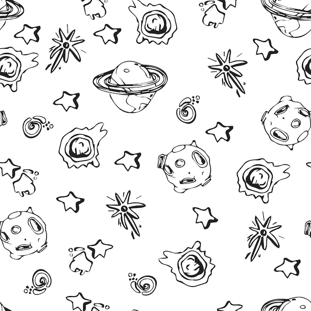 Space seamless pattern print design for Kids with stars moon planets comet design for fashion fabrics textile graphics prints