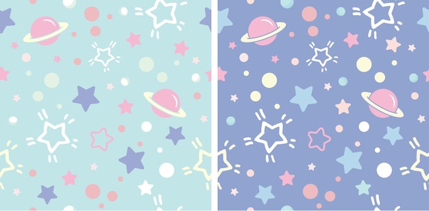 space seamless pattern with star and planet