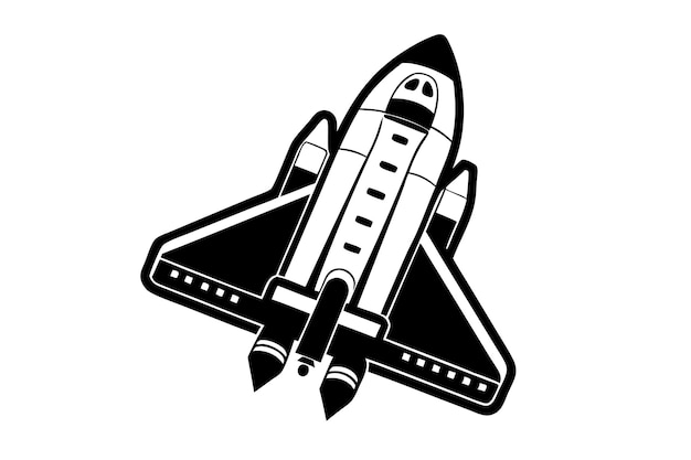 Vector space shuttle silhouette vector icon illustration isolated on white background