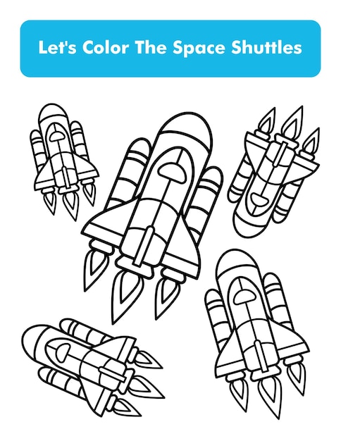 Space Shuttles Coloring Book Page In Letter Page Size Children Coloring Worksheet Premium Vector Element